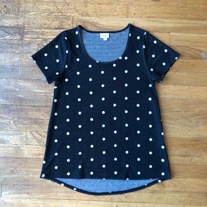 LuLaRoe Classic T charcoal gray polka dot top, S